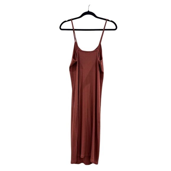 BP. Women's Brown Ribbed Knit Bodycon Midi Dress Size L Casual - Picture 2 of 4